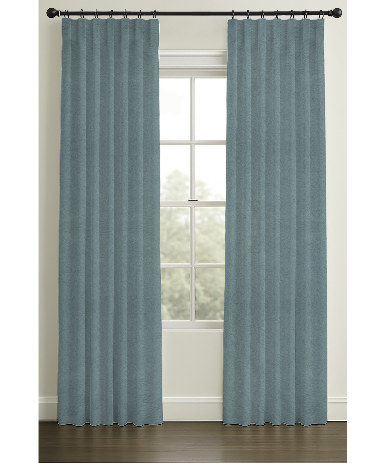 Inverted Pleat Blackout Lining Cotton Matelesse, Blue, 50" W x 96" L