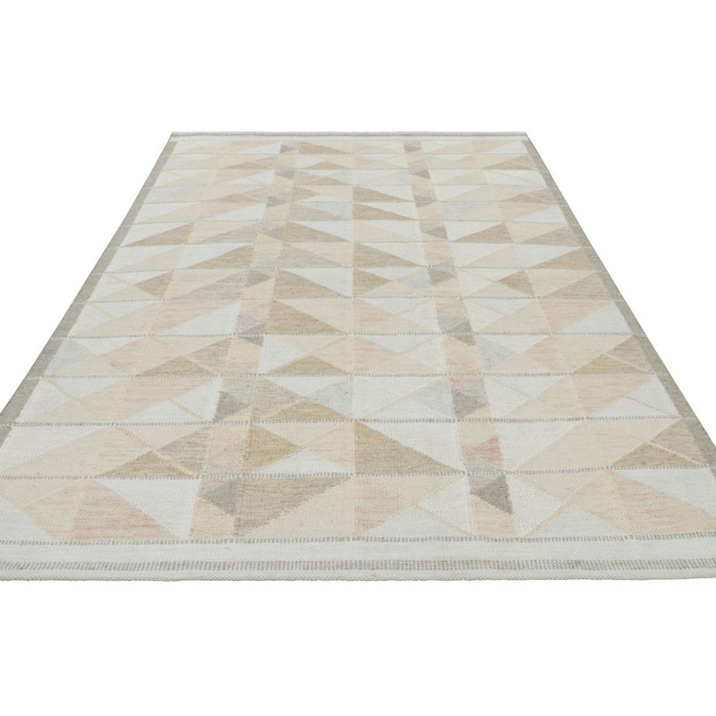 Scandinavian Wool Geometric Area Rug, Rectangle 5' x 8'