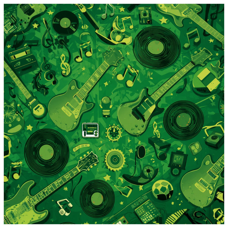 Green Musical Instruments Comforter, Twin Extra Long