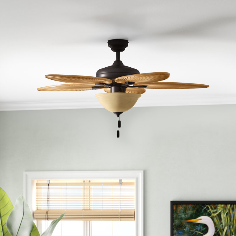 Bronze 52" Tropical Ceiling Fan with Palm Leaf Blades and Light
