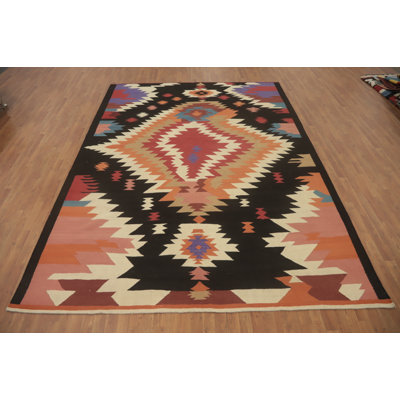 Geometric Wool Kilim Oriental Area Rug 9x12