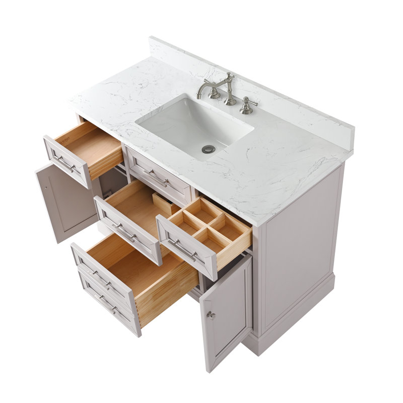 Thompson 48" W Single Vanity, Taupe/Brushed Nickel