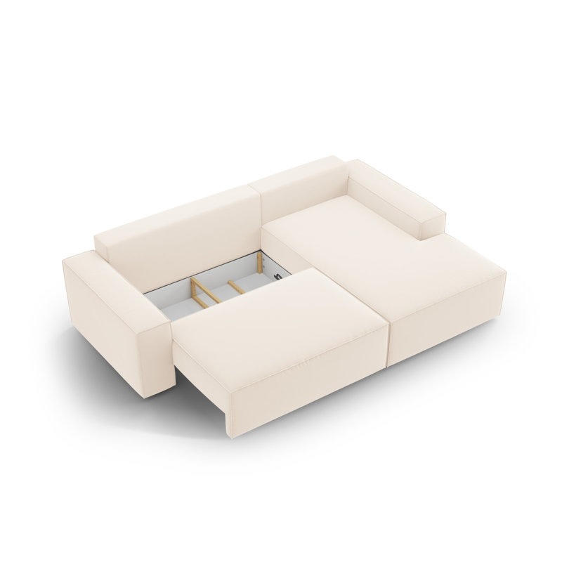 Alisbha 2 Seater Velvet Sofa Bed, Light Beige