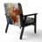Gold Red Collage Serenade - Upholstered Contemporary Arm Chair, Collage Art Accent Chair