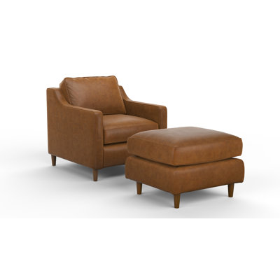 Sorrento 31" Wide 100% Full Top Grain Leather Chair with Ottoman