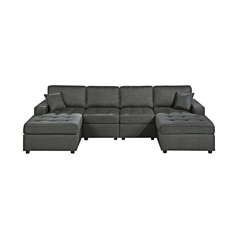 Canapé modulaire contemporain touffeté, Métal industriel cendré