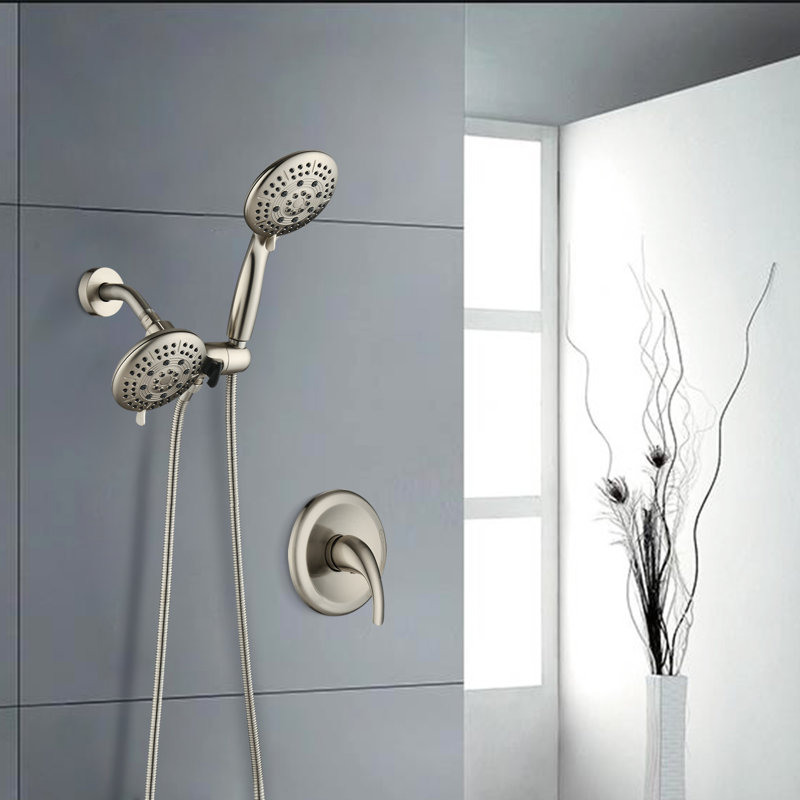 Garniture de douche à main multifonctionnelle avec pommeau de douche avec poignée de douche Spot Resist, Nickel brossé