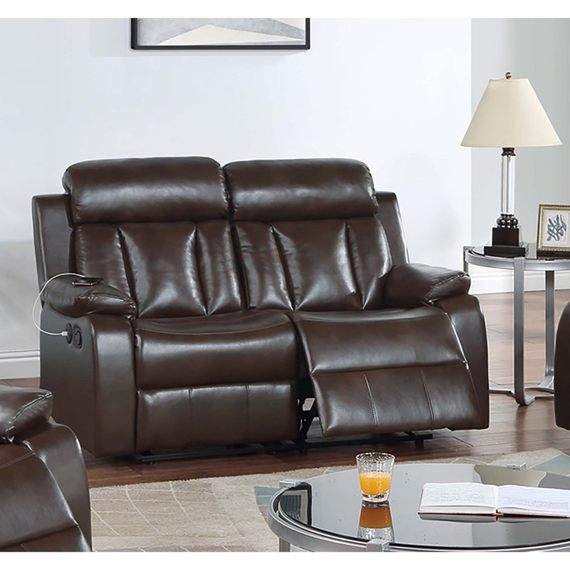 Recliner Loveseat PU Leather Recliner Sofa Oversized Recliner Modern Sofa Convertible Sofa, Brown