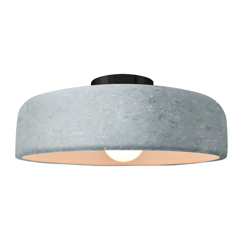 Plafonnier semi-encastré Radiance, Noir mat, H 6,5 po x l 16 po x P 16 po, Béton