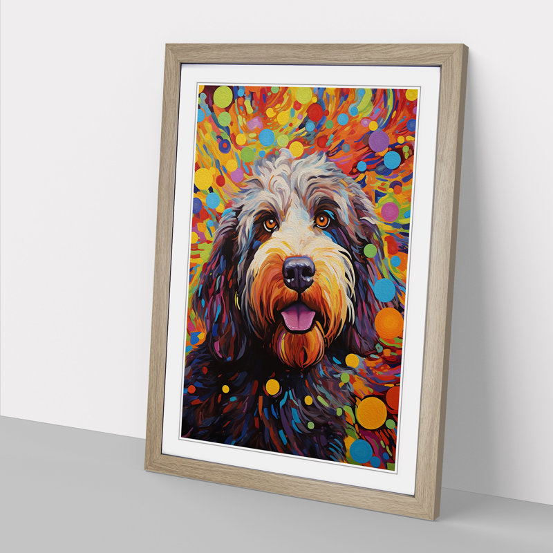 XYZ-FRM-V1223-3997 Labradoodle Orphism No.2 - Single Picture Frame Print on Wood, Oak, 64cm H x 46cm W x 2cm D
