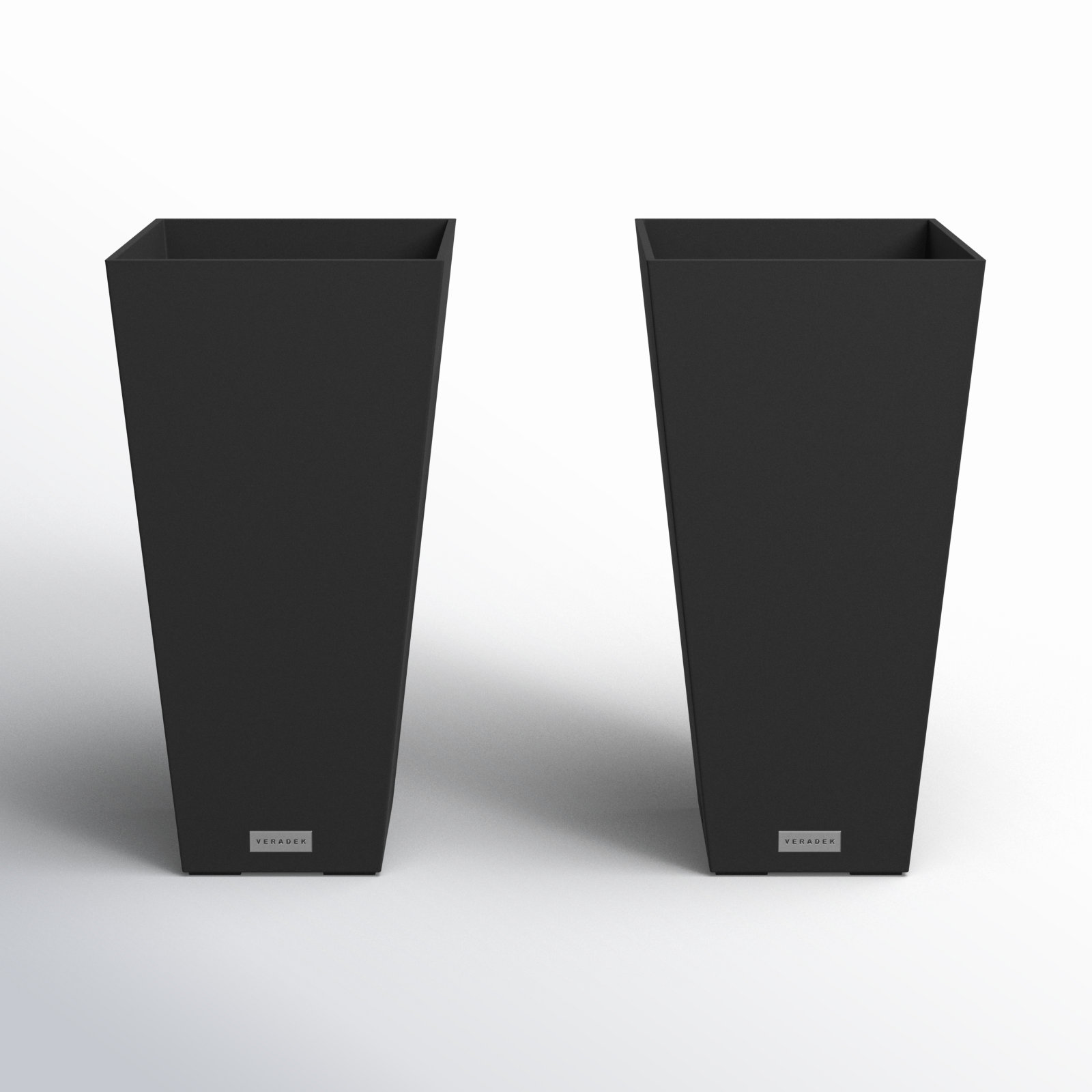 Pure Series Midland Planter, Black, 26" H x 13.75" W x 13.75" D, Set of 2