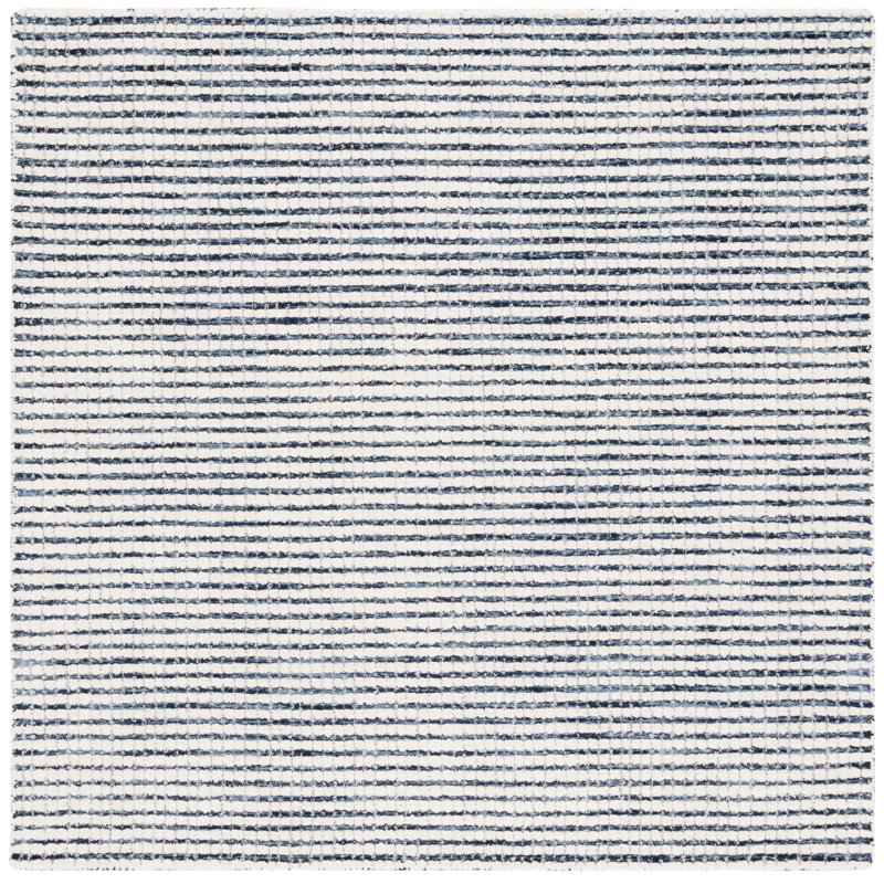 Abstract Hand Tufted Wool Striped Rug, Square 6'