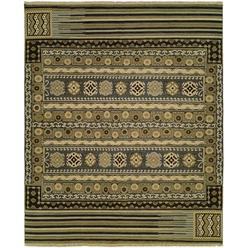 Joe Wool Southwestern Area Rug in Olive, Rectangle 2' x 3'