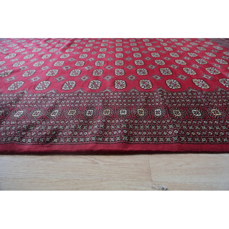 Hand Knotted Wool Geometric Area Rug in Pink, 4' x 6'