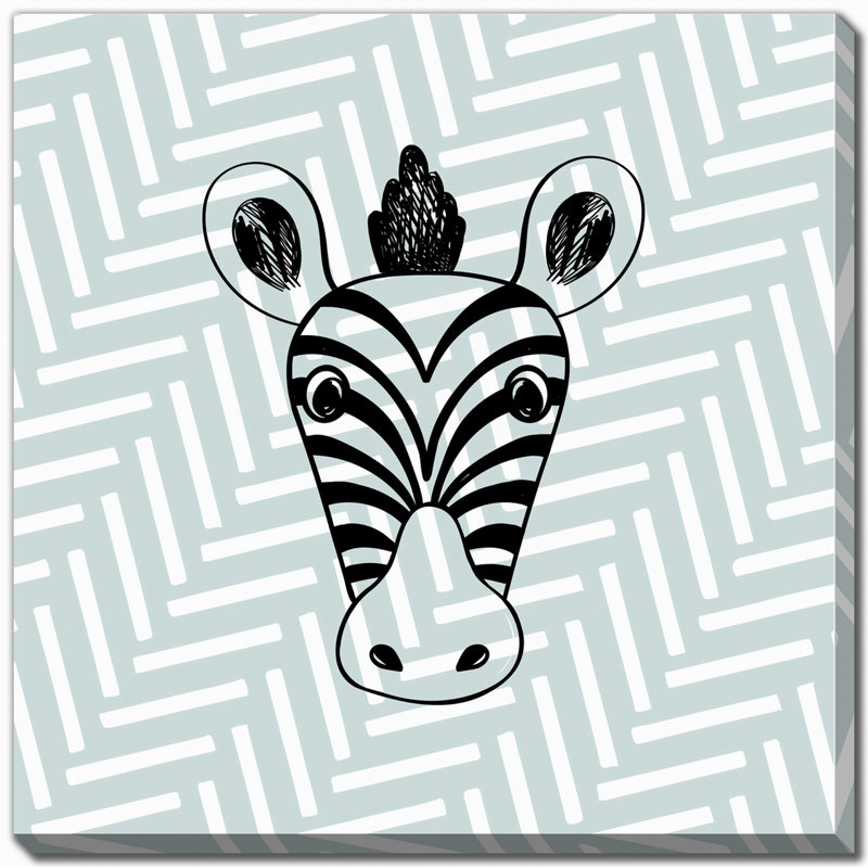 Safari sur toile à chevrons zébrés, H 38 po x l 38 po