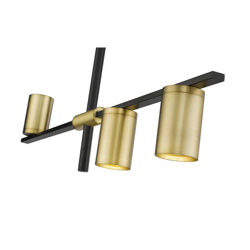 Lustre cylindrique spoutnik à 3 lumières Jamari, Laiton vieilli