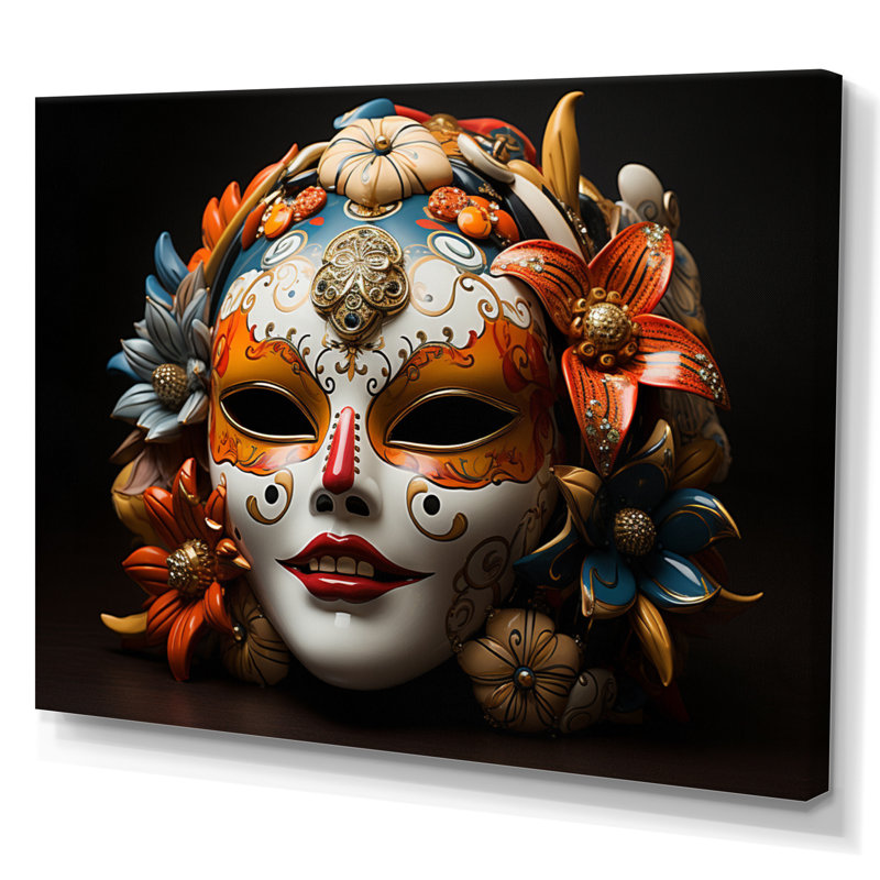 Japon Art Kabuki Mask - Japanese Wall Art Prints, H 16 po x l 32 po, Toile tendue
