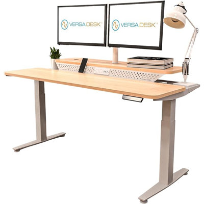 PowerLift Electric Standing Desk, Height Adjustable with Split-Level Desktop, USB & Power Outlets