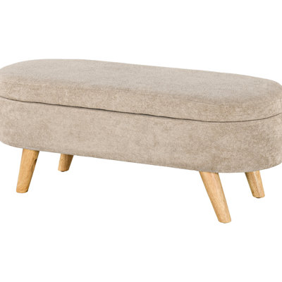 Living Room Seat Storage - 43.3" Fleece Upholstered In Beige Practical And Stylish Solution Entryway Bench, Space Design