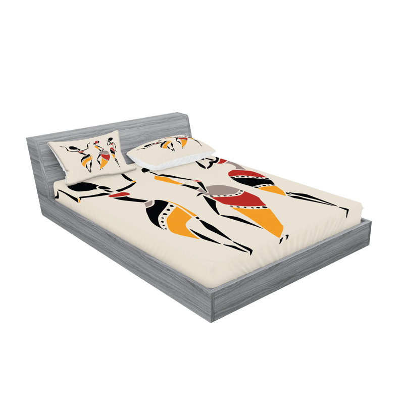 Multicolore drap-housse et coussin décoratif Ambesonne, Ensemble de draps pour très grand lit californien