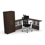 Lamaine L-Shaped Synthetic Laminate Reception Desk with Filing Cabinet