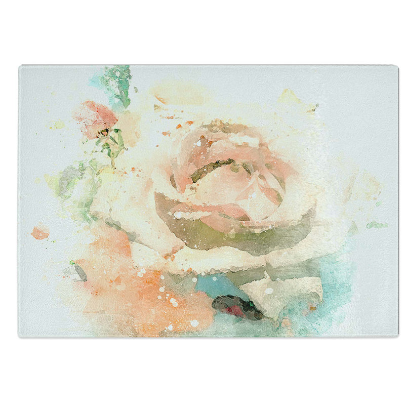 Glass Floral Art in Abstract Chopping Board, 39 cm W x 28.5 cm L