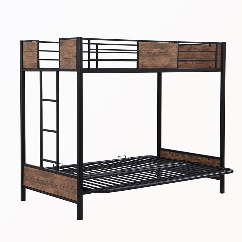 Lit superposé simple au-dessus d'un futon blanc mm, Noir