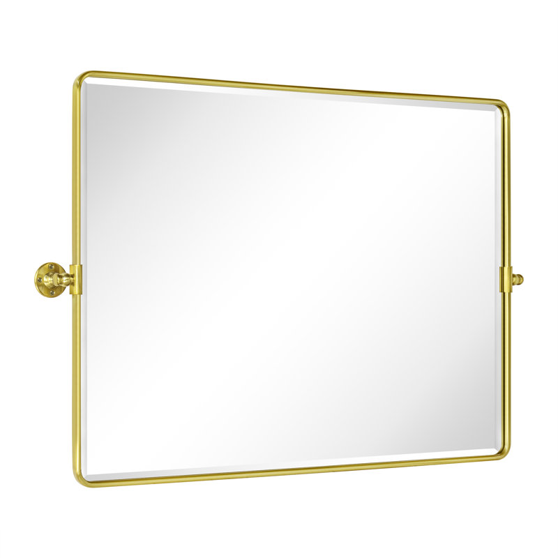 Beveled Pivoting Mirror, Brushed Gold, 30" x 40"