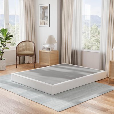 Sommier tapissier 7 po en tissu gris foncé, base de support en métal robuste, sommier à profil bas
