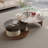 2-Piece Rotating Nesting Coffee Table Set with Sintered Stone Top and Glass Table with Hidden Drawer
