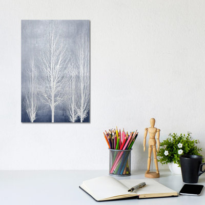White Trees On Blue Panel II by Kate Bennett - Wrapped Canvas Print