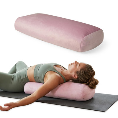 Yoga Bolster Rectangular– Supportive Pillow for Restorative Yoga, Meditation, Pilates, and Relaxation - Removable Cover Cushion, Pink