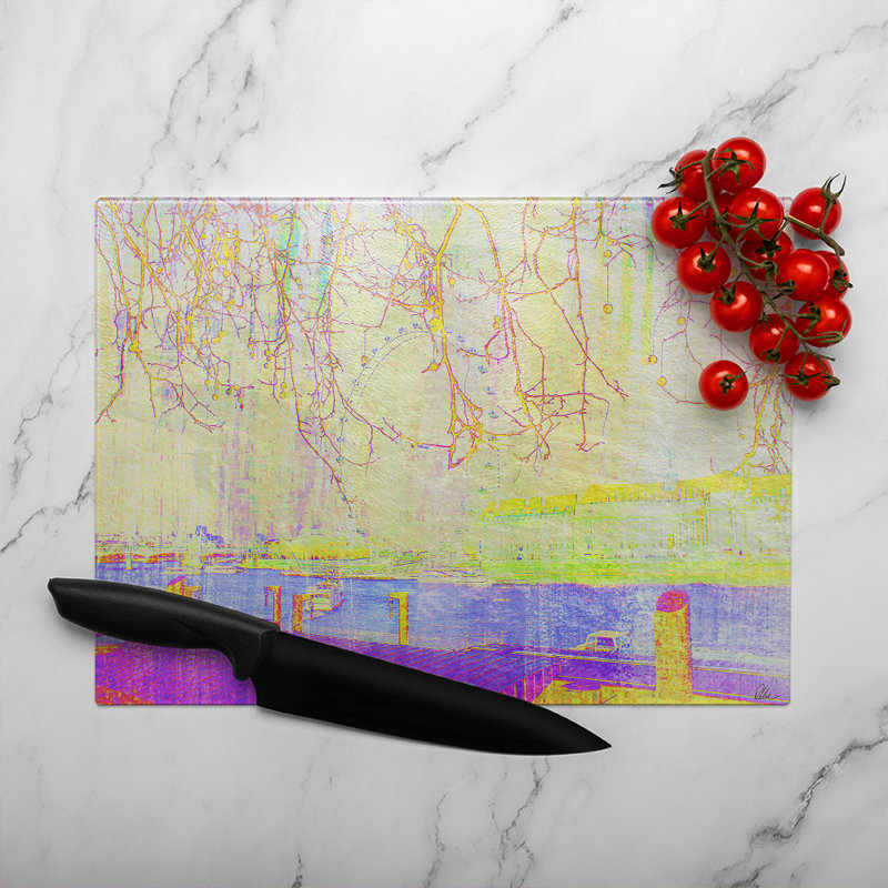London Eye Tree Drops Glass Chopping Board, 40cm L x 28cm W