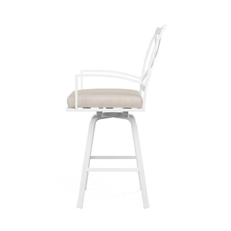 Bristol Outdoor Swivel Bar Stool, Bar Stool (30” Seat Height), Canvas Flax Sunbrella®