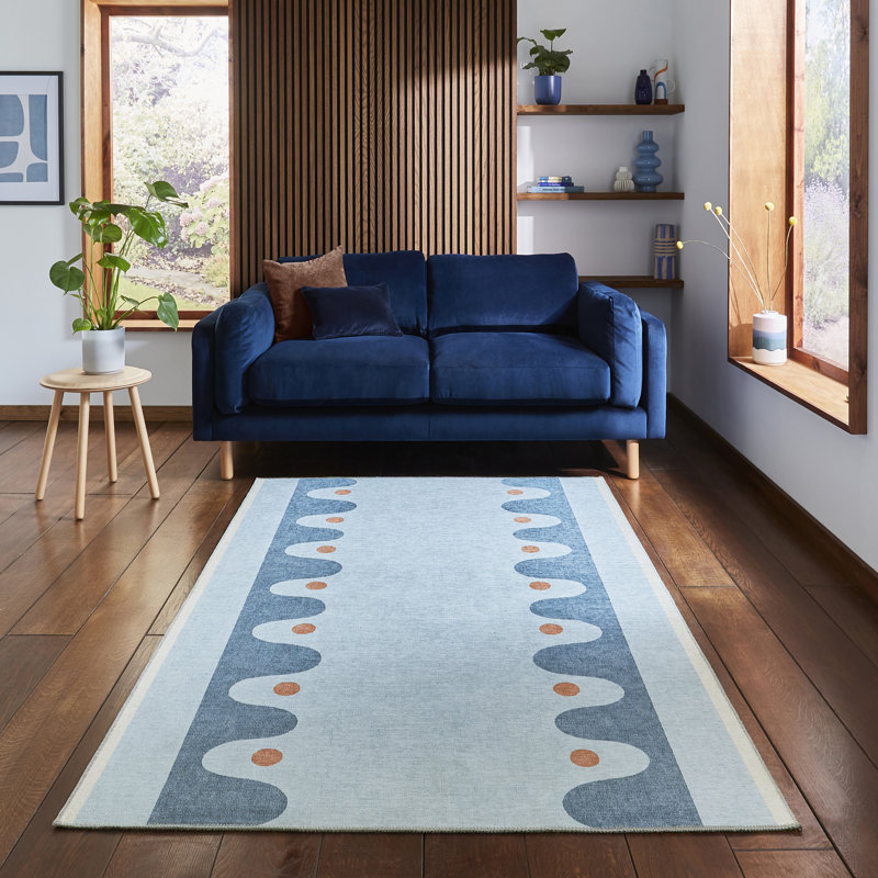 Scion Floral Digitally Printed 152cm X 230cm Area Rug, Blue, Rectangle 152 x 230 cm