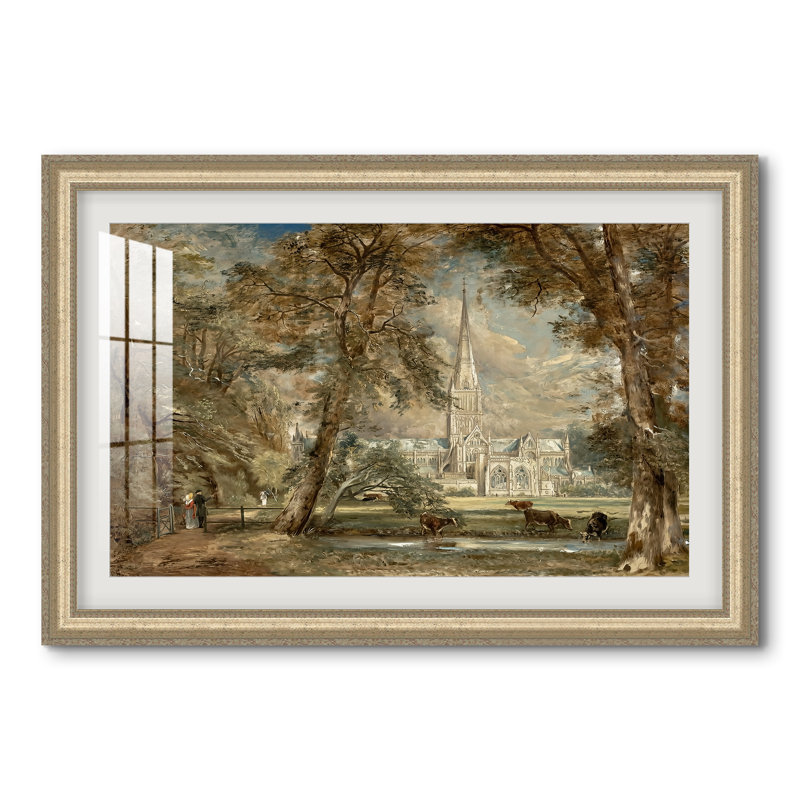 Cathédrale de Salisbury vue des jardins de l'évêque, vers 1822-1823 - John Constable - Estampe encadrée sur mesure