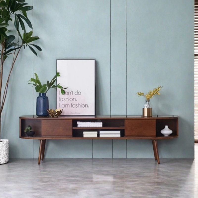 Meuble télé simple et rétro, 70.86", Brun