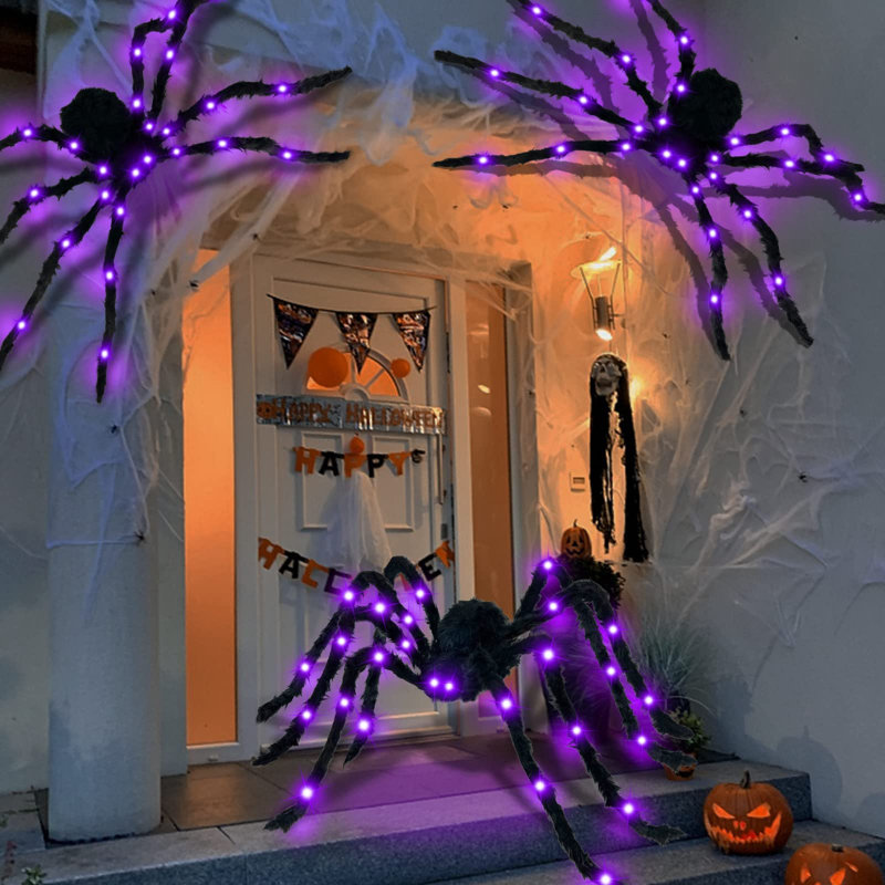 Araignée poilue noire 4,9 pi. 26LED