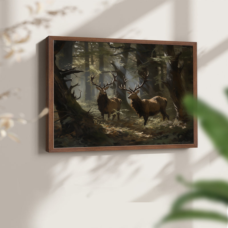 Faune, série III - Reproduction encadrée - Restickable, H 16 po x l 20 po, Noyer