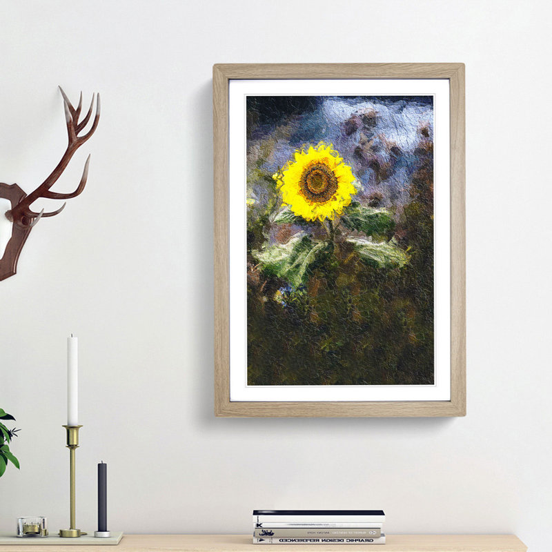 Sunflower - Picture Frame Painting Print, 36cm H x 27cm W x 2cm D, Oak Framed