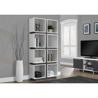 Bibliothèque contemporaine à 5 niveaux, parfaite pour le bureau et la chambre à coucher, finition élégante à deux tons, paravent polyvalent
