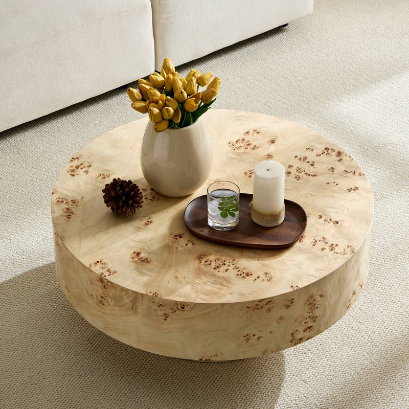 31.49" MDF Round Coffee Table, Natural