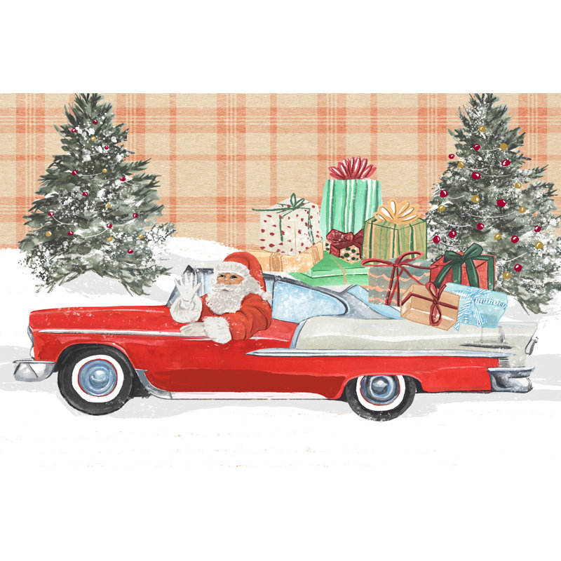 Santa On Wheels II by Annie Warren - Wrapped Canvas Painting, 20cm H x 30cm W x 3.8cm D