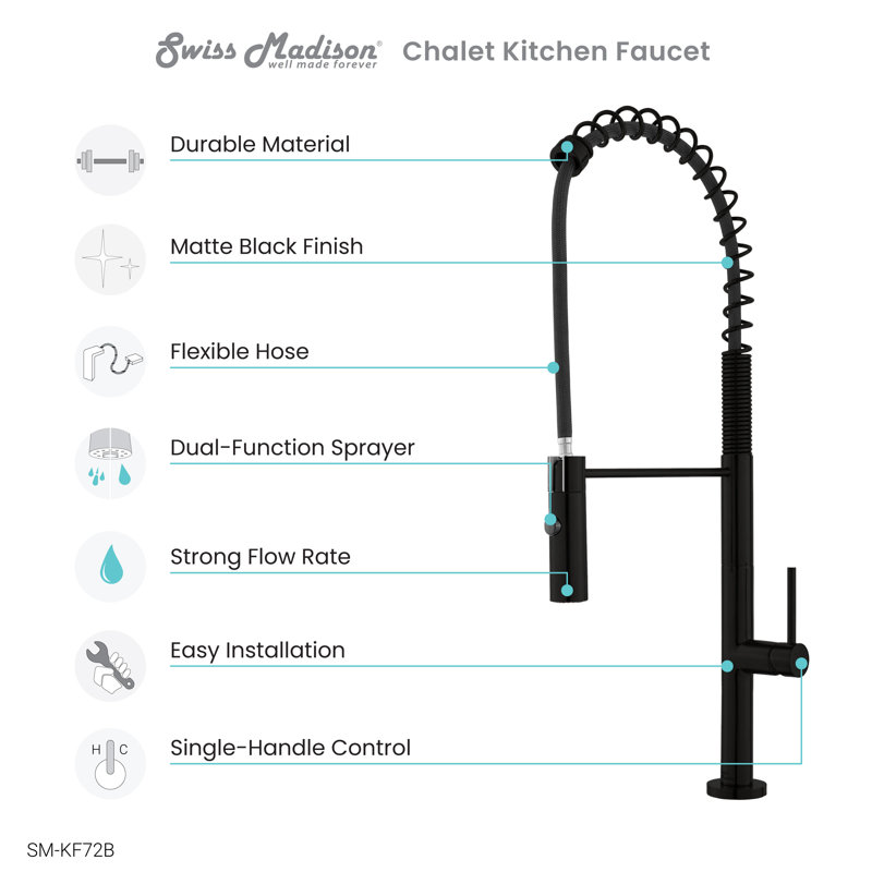 Chalet Single Handle, Pull-Down Kitchen Faucet, Matte Black