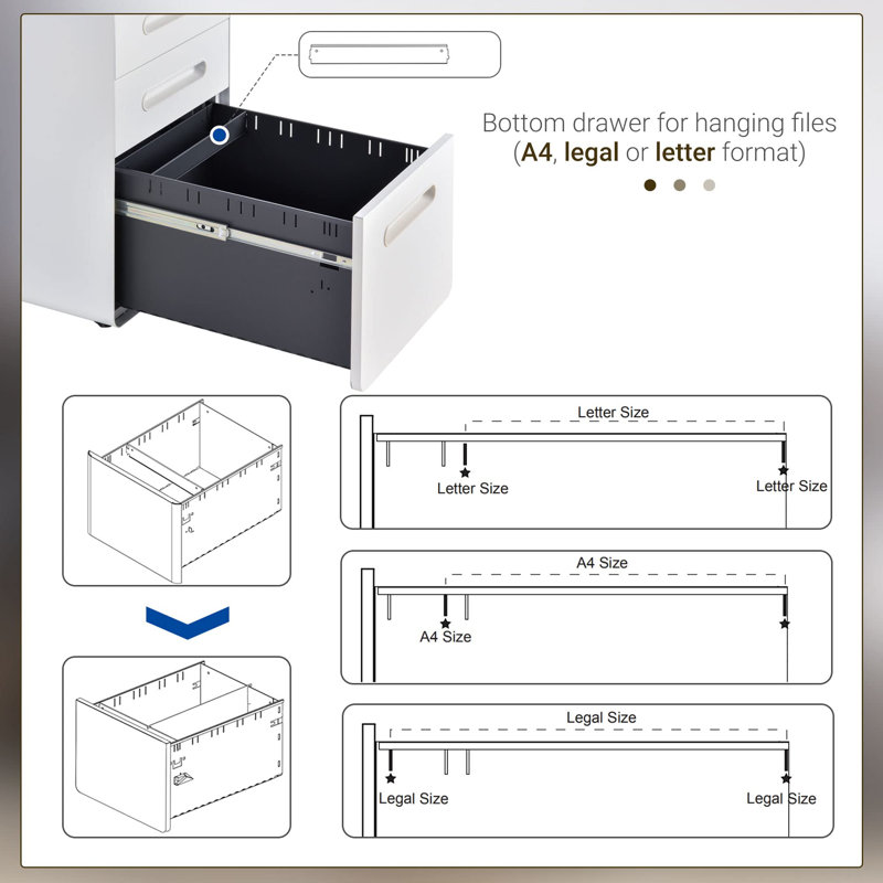 39cm Wide 3 -Drawer File Cabinet