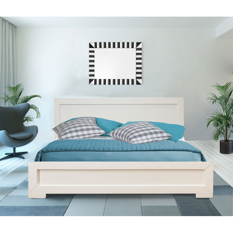Trent Wood Low Profile Platform Bed, King, White