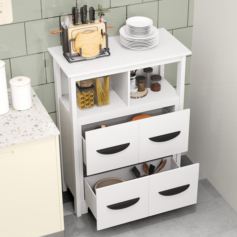 Armoire de plancher 24 po, armoire de rangement moderne, armoire latérale autoportante avec 2 tiroirs