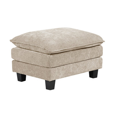 Repose-pieds rectangulaire moderne avec revêtement en chenille taupe et siège à ressorts ensachés