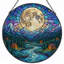 Panneau de vitrail 12 "H Moonlight Mountains-380587301