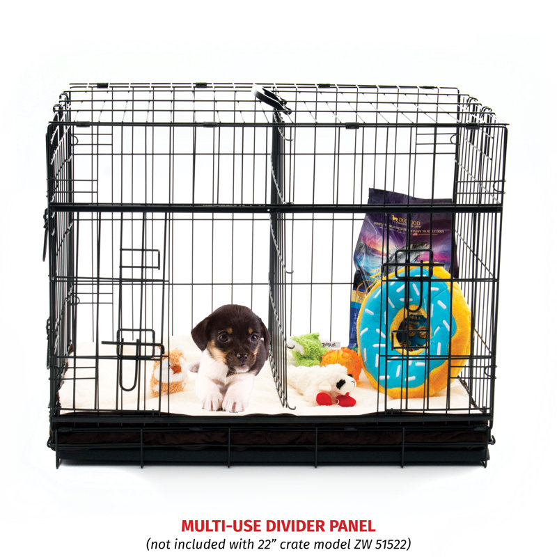 Large Black Sliding Double Door Dog Crate